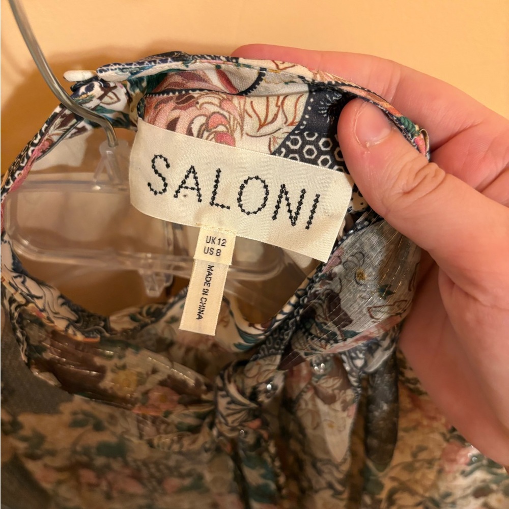 Saloni Silk Blend Multicolor Patchwork Floral Blo… - image 2